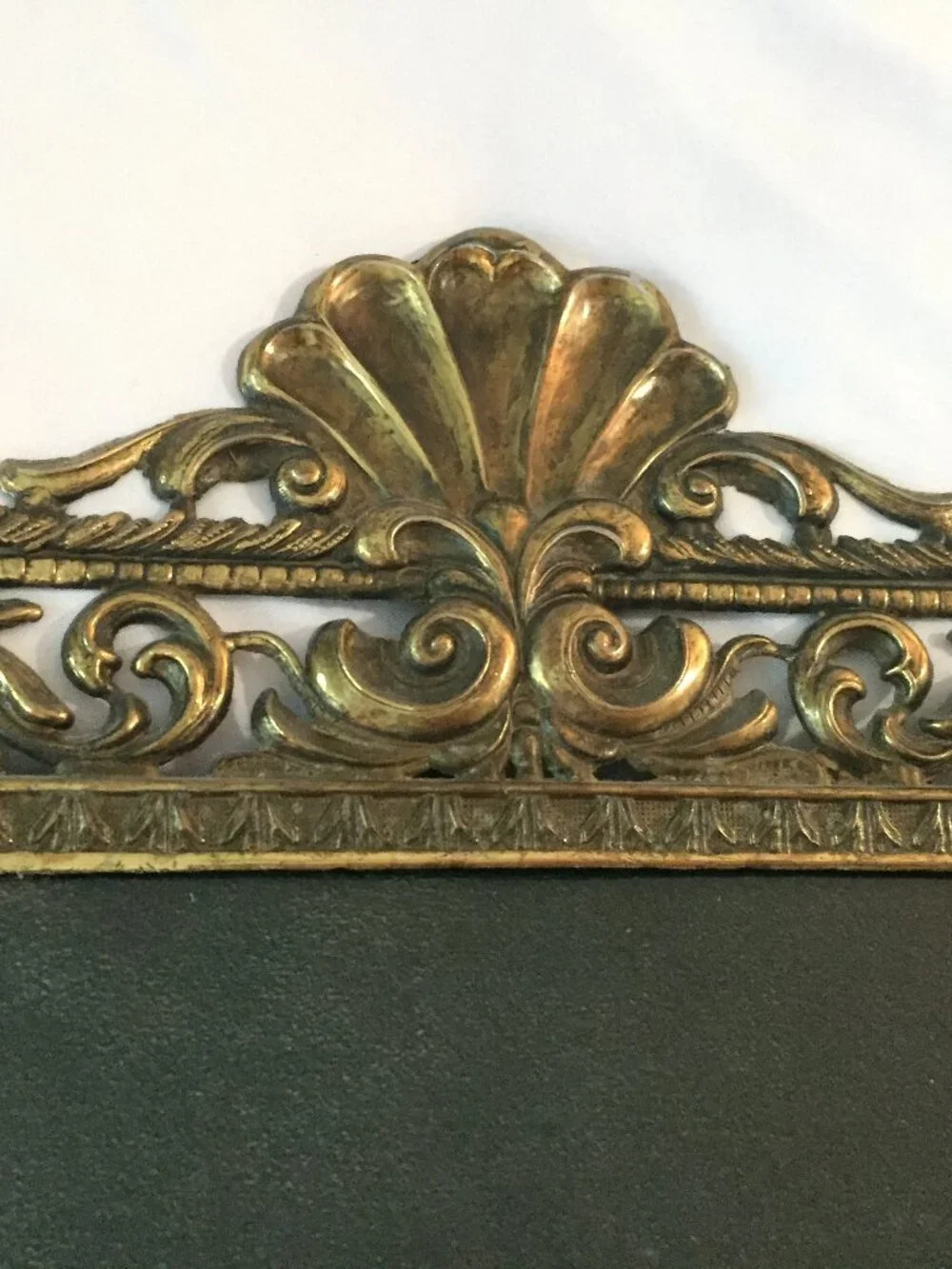 Vtg Italy Filigree Brass Bubble Glass Frame THE INFANT SAMUEL Praying 15x21